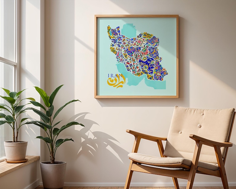 Printable Iran wall art featuring traditional Persian patterns.