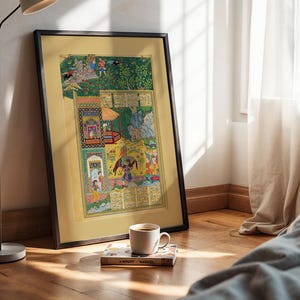 Historic Persian literature illustration wall art digital print.
