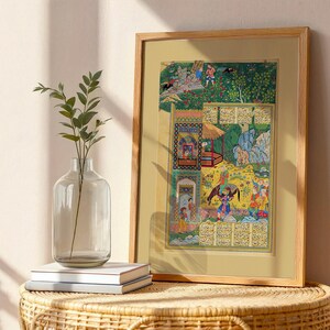 Middle Eastern wall decor displaying traditional Iranian artwork and Farsi script.