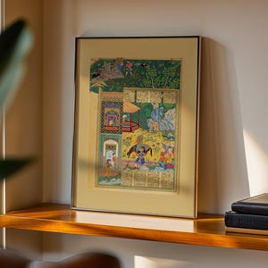 Vintage Iranian wall art digital download with delicate Nastaliq calligraphy.