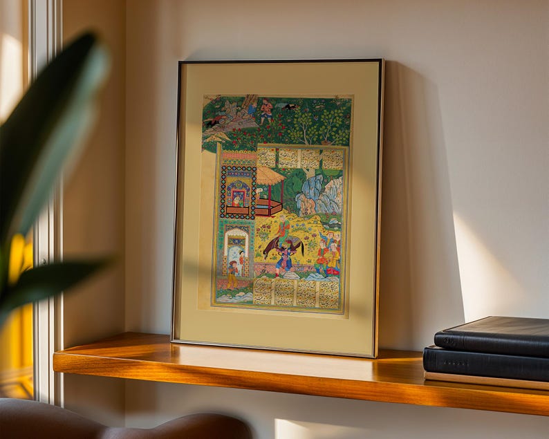 Vintage Iranian wall art digital download with delicate Nastaliq calligraphy.