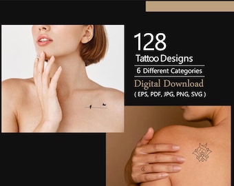 Tattoo Design Bundle – 6 Printable Flash Sheets | Floral, Animal, Minimal, Persian, Quote & Little Prince Tattoo Pack | Instant Download
