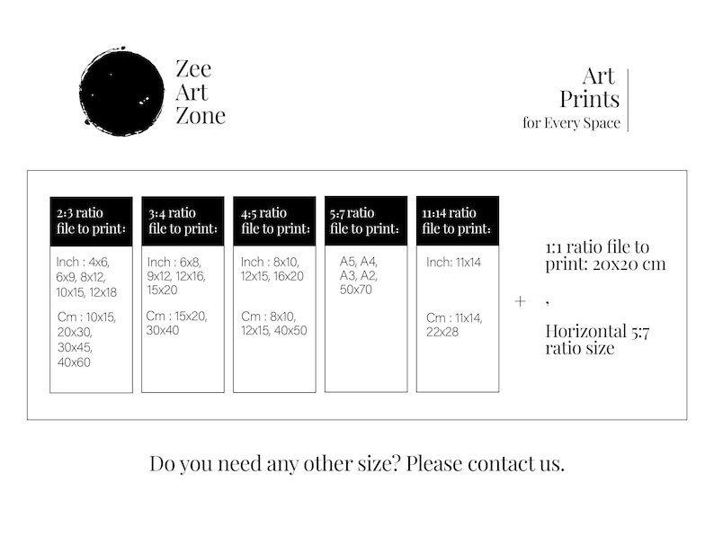 ZeeArtZone Offers Art Prints in different sizes for Every Spaces.