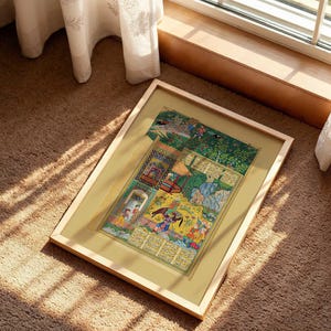 wall art featuring the legendary Iranian love story of Shirin and Farhad with traditional calligraphy.