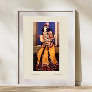 Qajar Painting | Persian Miniature Art | Qajar Musician Print | Persian Vintage Wall Art | Digital Download | Persian Gift