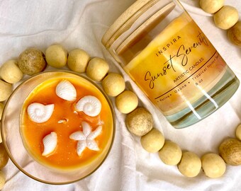 Citrus Sunset Scented Candle, Coastal Home Decor, Beach Lover Gift
