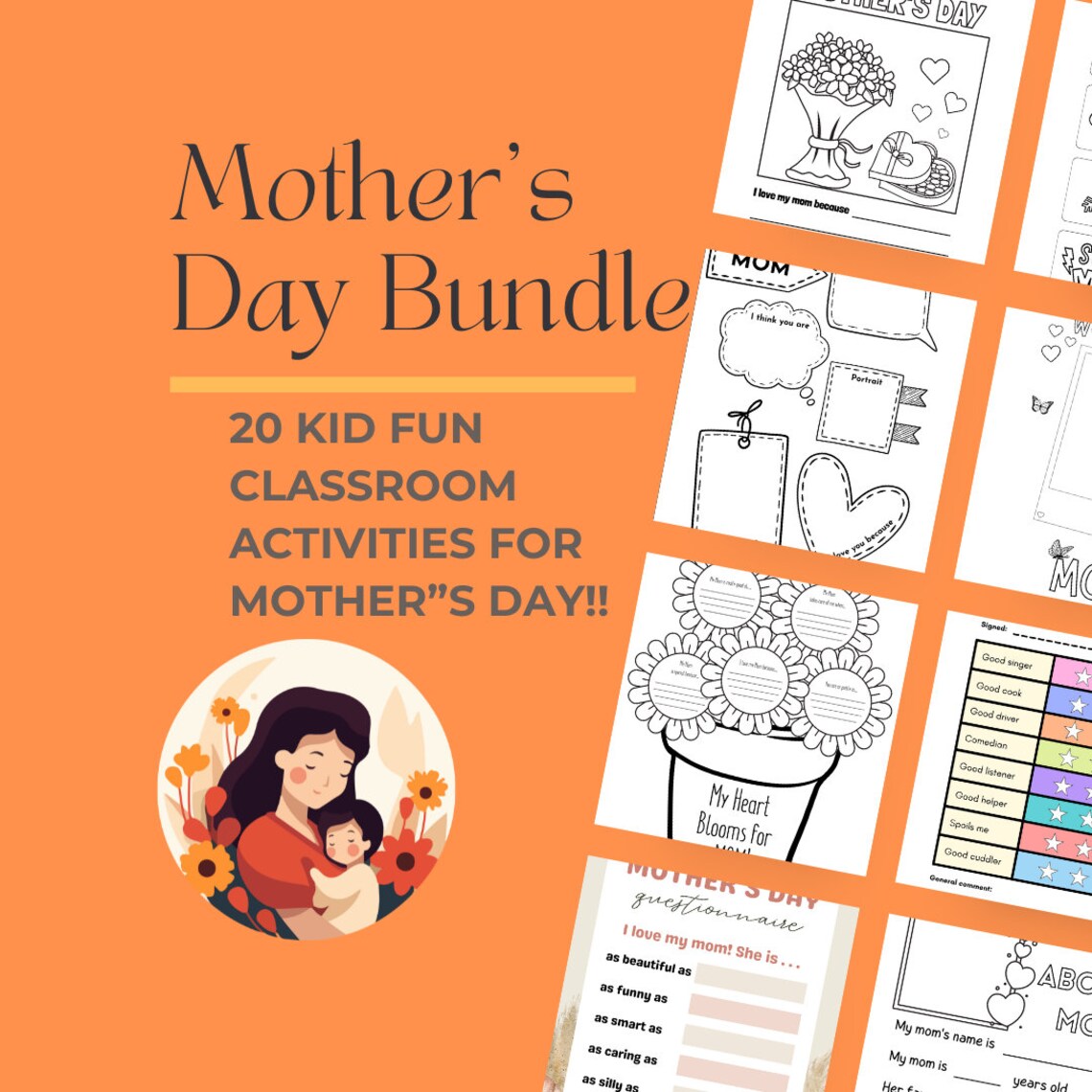 Mother's Day Drawing Activities, Kids Crafts, Classroom Celebration