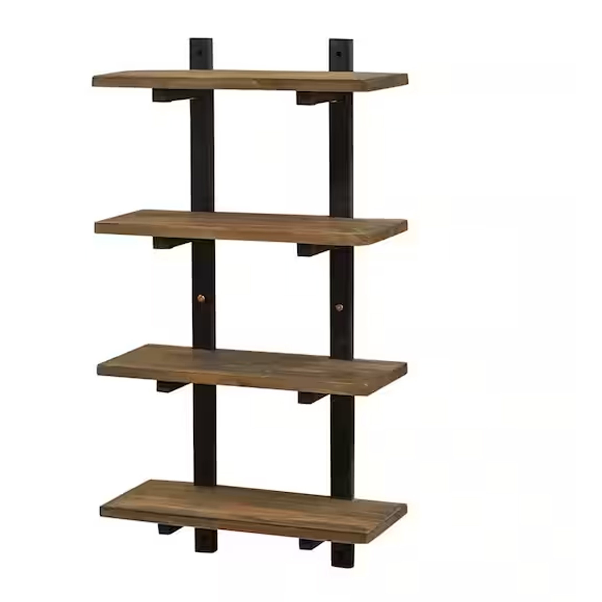 20 In. W Wall Mounted 4-tier Bath Shelf With Metal Frame and Solid Wood ...