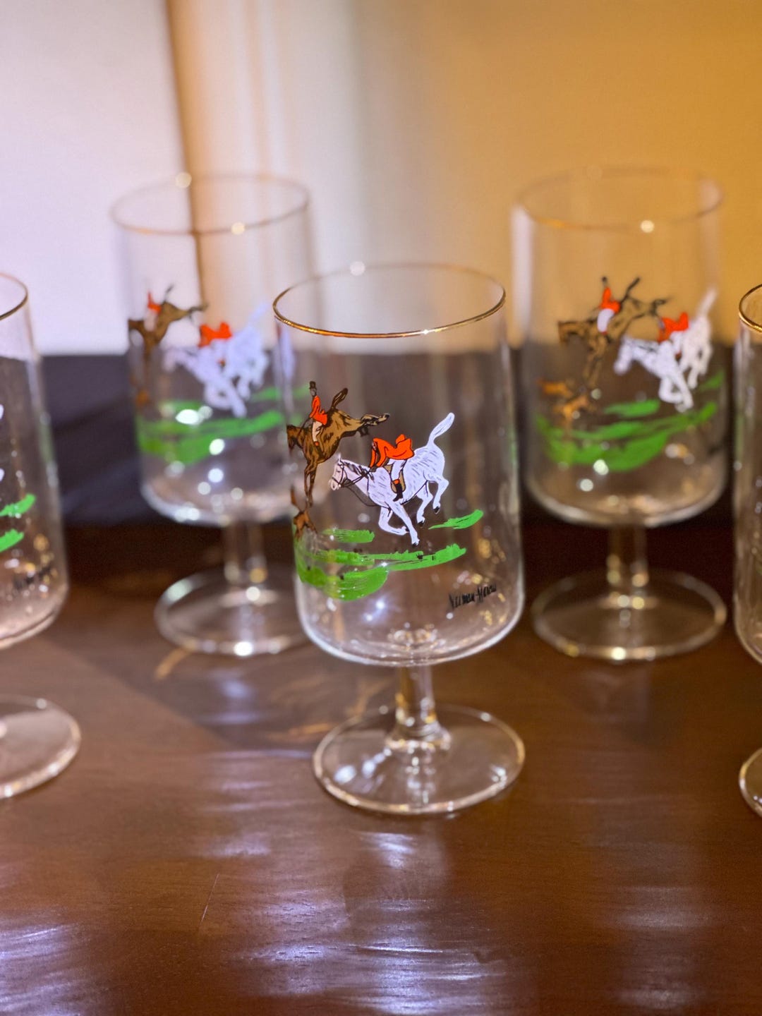 Neiman Marcus Set of Fox Hunting Stemmed We Gave Sets