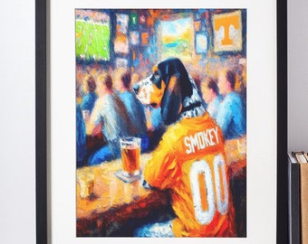 Tennessee Volunteers Smokey Art Print | Tennessee Volunteers Artwork | Tennessee Volunteers Wall Art | Man Cave Art