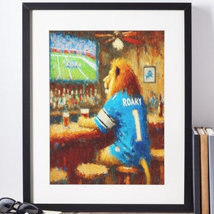 Detroit Lions Wall Art | Detroit Lions Artwork | Detroit Lions Roary Artwork | Sports Decor | Football Decor | Man Cave Wall Art