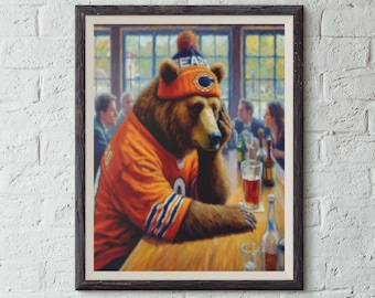 Chicago Bears Painting | Chicago Bears Artwork | Chicago Bears, NFL, Football, Wall Art | Man Cave, Sports Bar, Apartment Wall Art