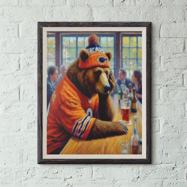 Chicago Bears Painting | Chicago Bears Artwork | Chicago Bears, NFL, Football, Wall Art | Man Cave, Sports Bar, Apartment Wall Art