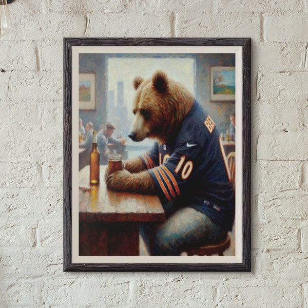 Chicago Bears Print Out | Chicago Bears Artwork | Chicago Bears, NFL, Football, Wall Art | Man Cave, Sports Bar, Apartment Wall Art