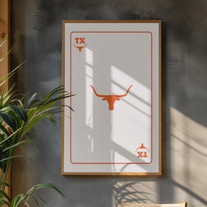 Texas Longhorns Art Print| Texas Longhorns Poster | Texas Longhorns Wall Art | Texas Longhorns Players Card Art Print | Texas Minimalist Art
