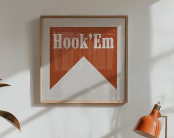 Texas Hook'em Horns Minimalist Art Print