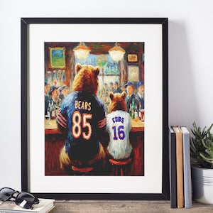 Chicago Bears & Cubs Wall Art | Chicago Sports Print | Chicago Bears Artwork | Chicago Cubs Artwork | Man Cave Art