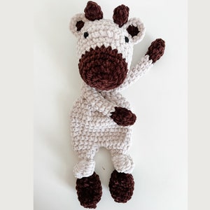 Crochet Snuggler Highland Cow Pattern, Highland Cow Pattern, Amigurumi Cow Lovey Pattern, Cow Lovey Toy Pattern