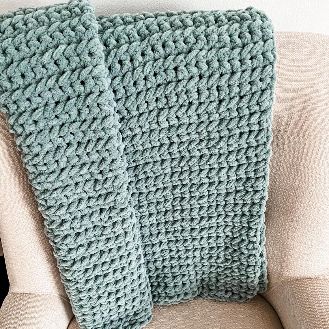 Chunky Blanket Crochet Pattern, Jumbo Blanket Yarn Pattern, Easy Chunky ...