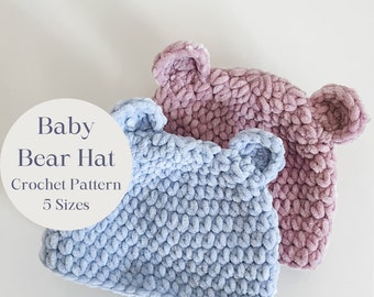 Baby Hat Crochet Pattern, Teddy Hat Crochet Pattern, Newborn Hat Crochet Pattern, Animal Crochet Hat Pattern, Sizes Newborn to Toddler