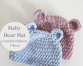 Baby Hat Crochet Pattern, Teddy Hat Crochet Pattern, Newborn Hat Crochet Pattern, Animal Crochet Hat Pattern, Sizes Newborn to Toddler