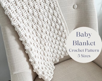 Crochet Baby Blanket Pattern, Bobble Stitch Blanket, Newborn Receiving Blanket, Chunky Crochet Blanket, Easy Crochet Pattern