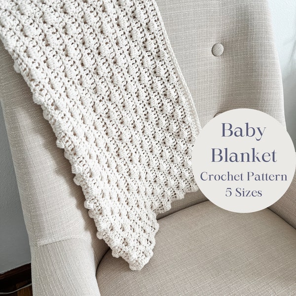 Crochet Baby Blanket Pattern, Bobble Stitch Blanket, Newborn Receiving Blanket, Chunky Crochet Blanket, Easy Crochet Pattern