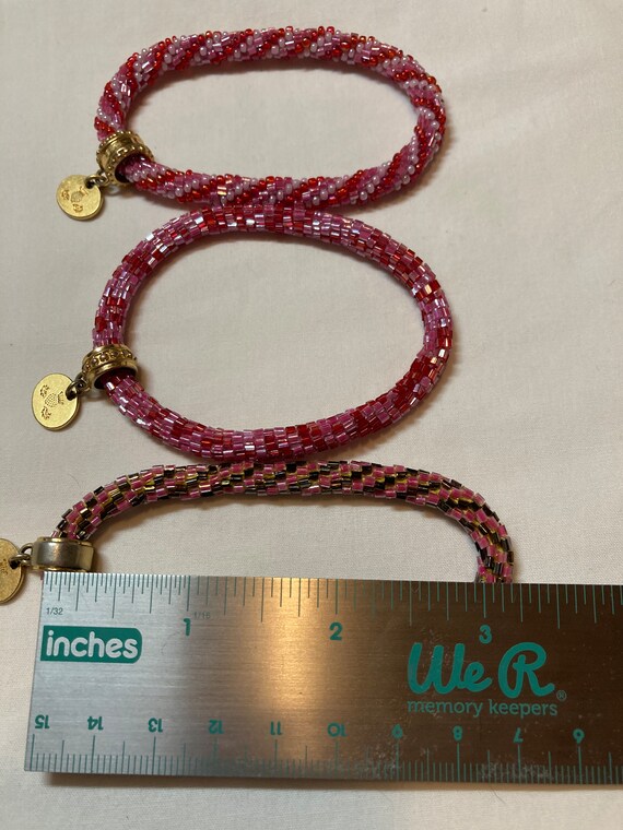 3 Pink Hawaiian Beaded Bracelets - image 3