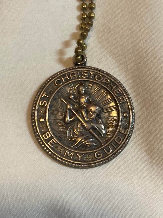 Antique Saint Christopher Be My Guide Sterling Sil