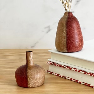 Pair of African Paduk Mini Bud Vases