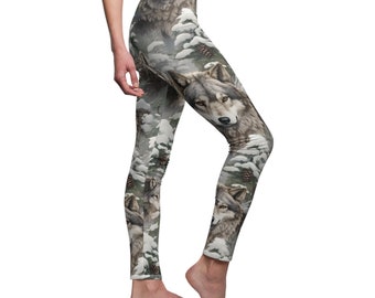 Women's Wolf Print Gift for Her Gym Fitness Leggings Pants