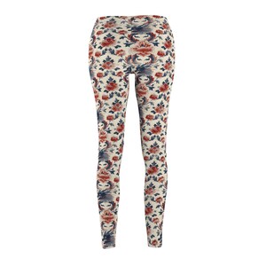 Pink & White Floral Leggings | Feminine Gym Yoga Pants | Blooming Activewear S-2XL image 2