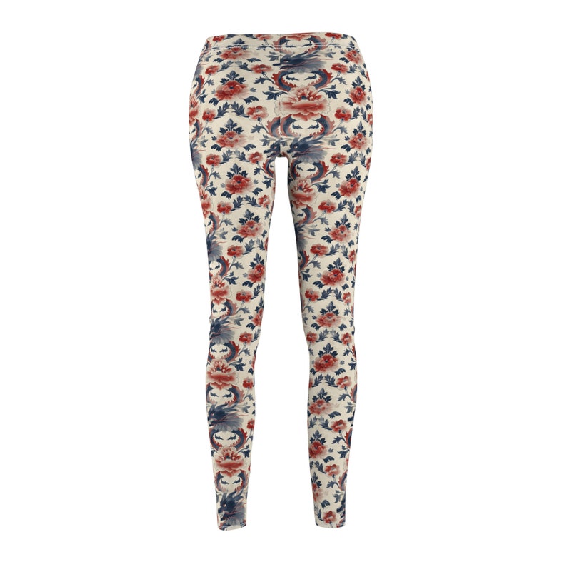 Pink & White Floral Leggings | Feminine Gym Yoga Pants | Blooming Activewear S-2XL image 2