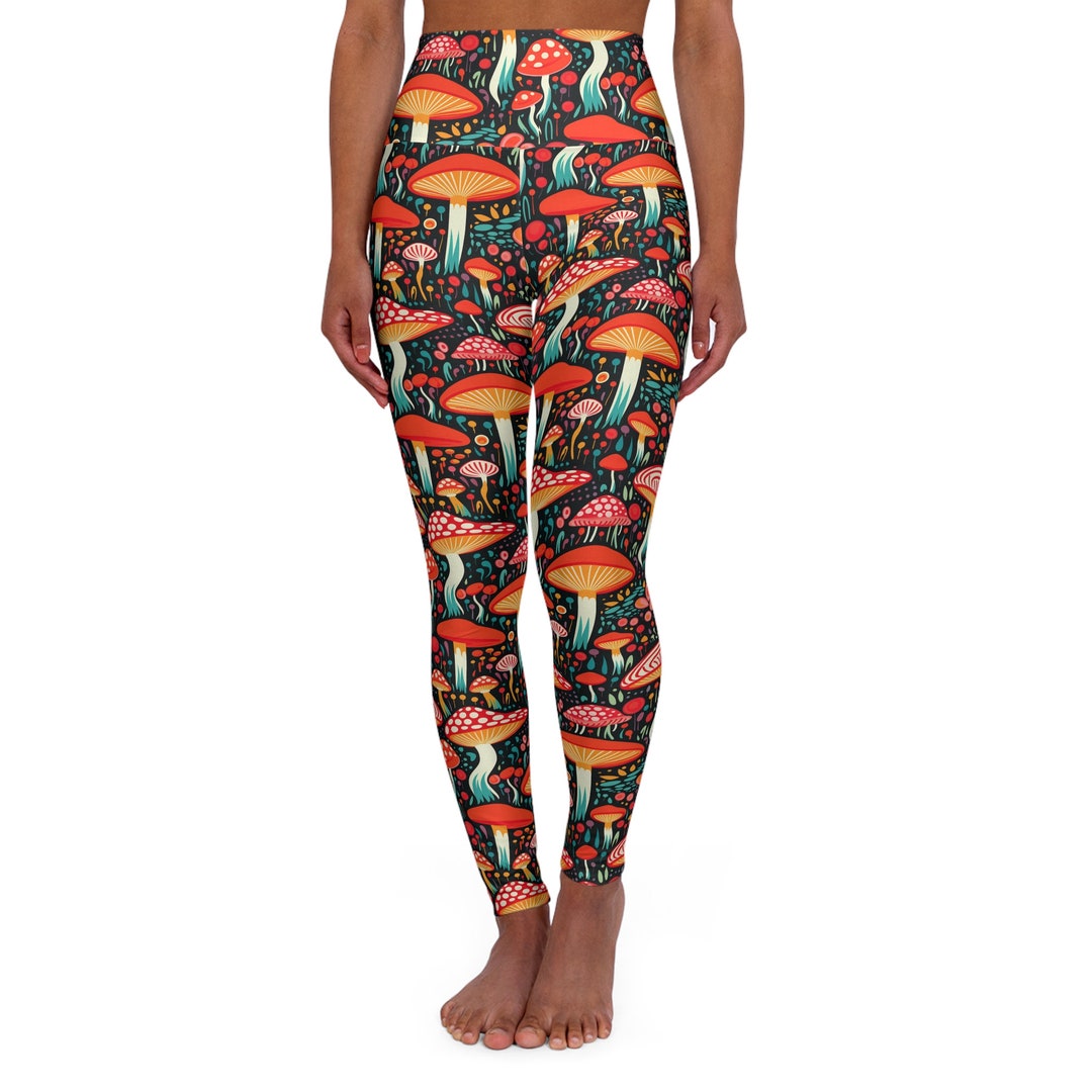 Mushroom Gym Leggings for Women S-2XL Fitness Activewear Highwaist Yoga ...