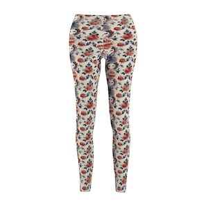 Pink & White Floral Leggings | Feminine Gym Yoga Pants | Blooming Activewear S-2XL image 1