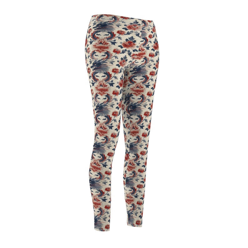 Pink & White Floral Leggings | Feminine Gym Yoga Pants | Blooming Activewear S-2XL image 3