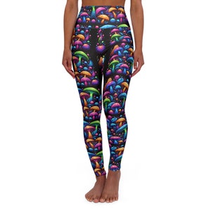 Neon Mushroom Gym Leggings For Women S-2XL Fitness Activewear Highwaist Yoga Pants