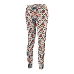 Pink & White Floral Leggings | Feminine Gym Yoga Pants | Blooming Activewear S-2XL image 4