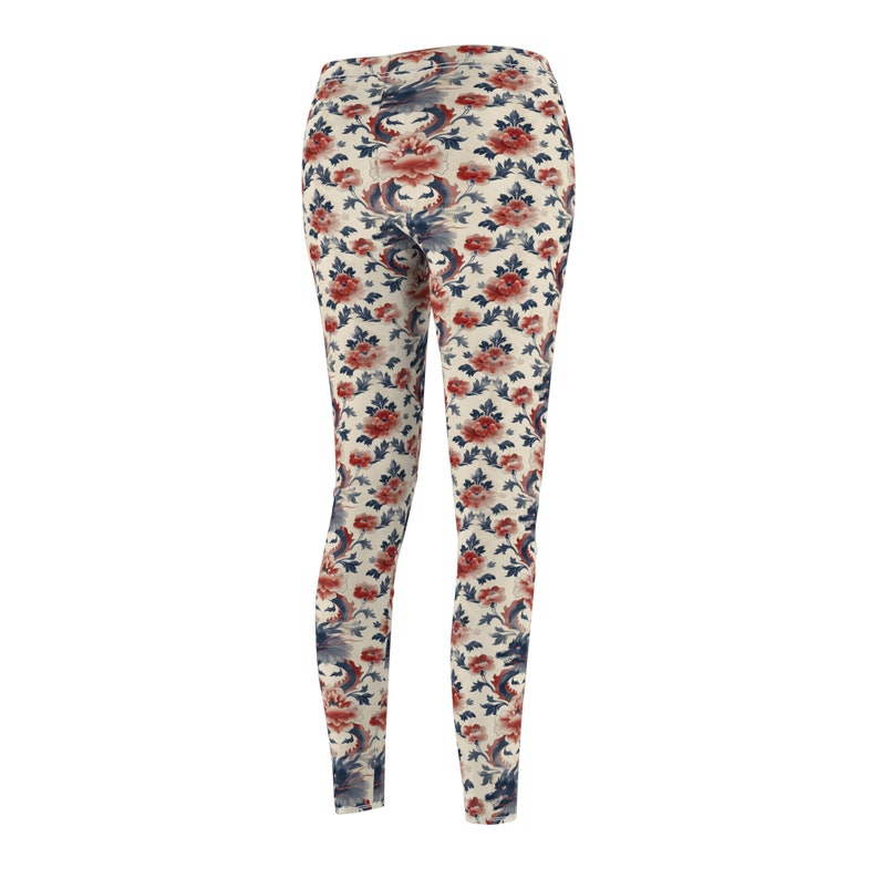 Pink & White Floral Leggings | Feminine Gym Yoga Pants | Blooming Activewear S-2XL image 4