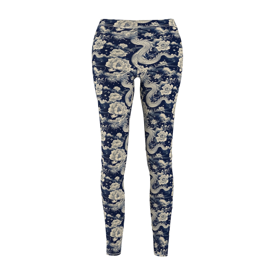 Chinese Green Dragon Print Men's Leggings