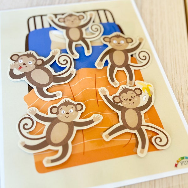 Five Little Monkeys Printable Visual Matching Activity. Circle Time Props. Songs. Nursery Rhymes. Digital Download.