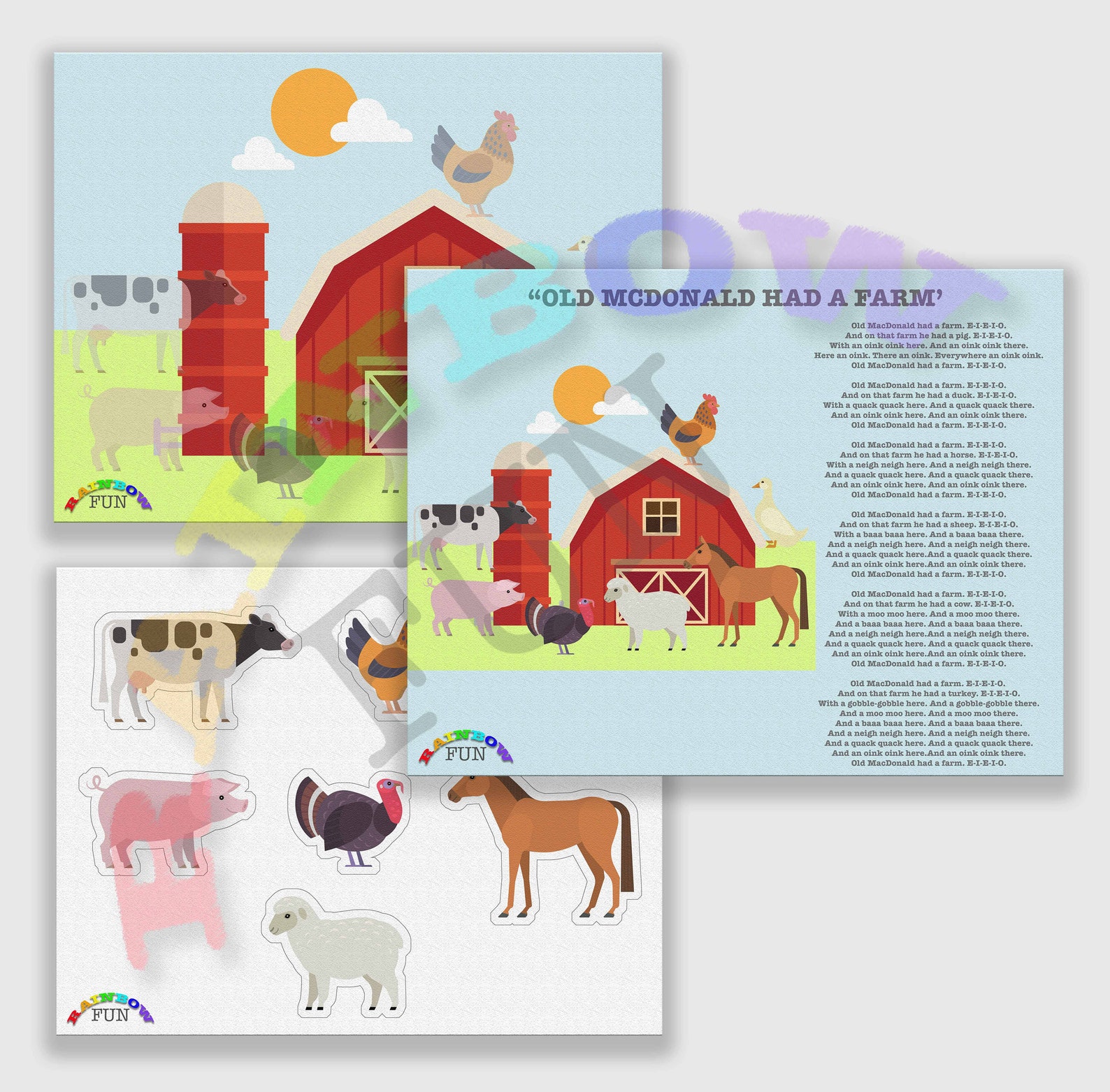 Old Mcdonald Farm Matching Game, Circle Time Activity (digital Download ...