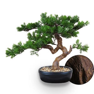 Artificial Bonsai Tree 16" Tall with Realistic Wood and Ceramic Pot, Fake Plants for Home, Bedroom and Office Desk, Japanese Decor