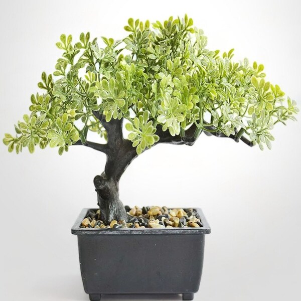 Bonsaï artificiel réaliste fausse plante zen pour la maison, bureau, étagère, salon, japonais, décoration