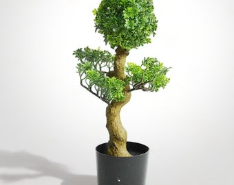 Künstlicher Bonsai-Baum Realistische Big Fake-Pflanze Japanisches Dekor Zen Faux für Schreibtisch Regal Wohnzimmer