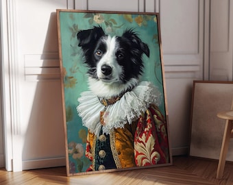 Custom Royal Pet Portrait: Renaissance Style Painting, Pet Memorial Gift