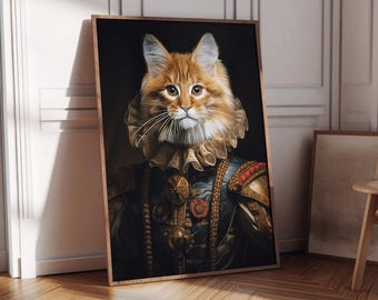 Custom Royal Pet Portrait: Renaissance Style Painting, Pet Memorial Gift