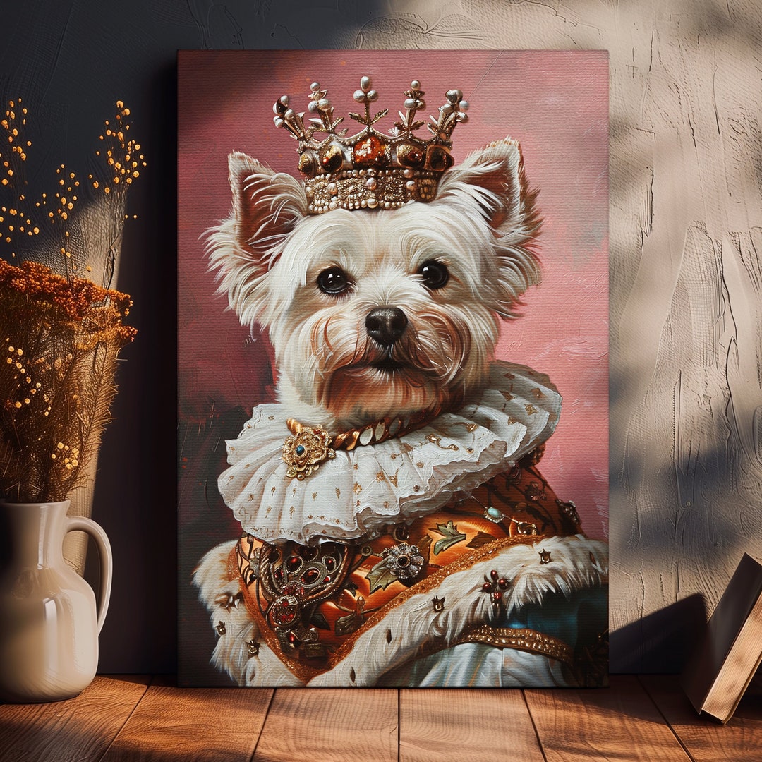 Custom Royal Dog Portrait From Photo Personalized Dog Portrait Canvas ...