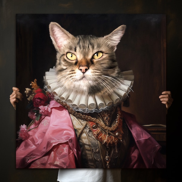 Custom Royal Cat Portrait From Photo Historic Renaissance Cat Portrait Painting King Queen Pet Victorian Cat Painting Personalized Wall Art