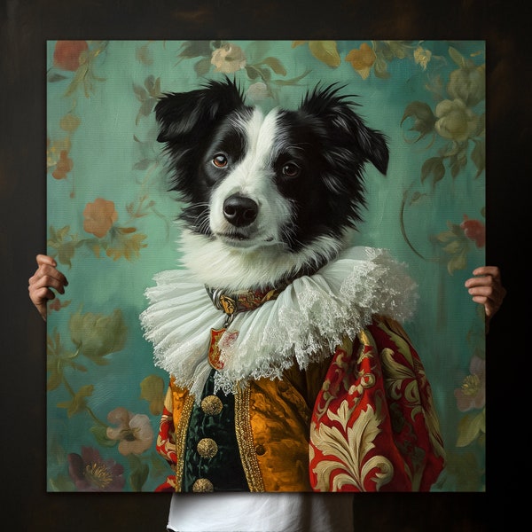 Portrait d'animal de compagnie royal personnalisé à partir de la photo, Portrait de chien royal, peinture personnalisée Portrait d'animal de compagnie de la Renaissance, peinture animalière, cadeau pour les amoureux des animaux de compagnie, roi et reine